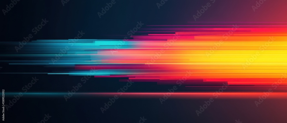 Poster abstract colorful light trails with motion blur effect on dark background concept of speed, technolo