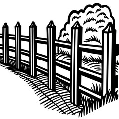 fence black color on white vector. 