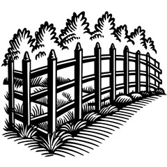 fence black color on white vector. 