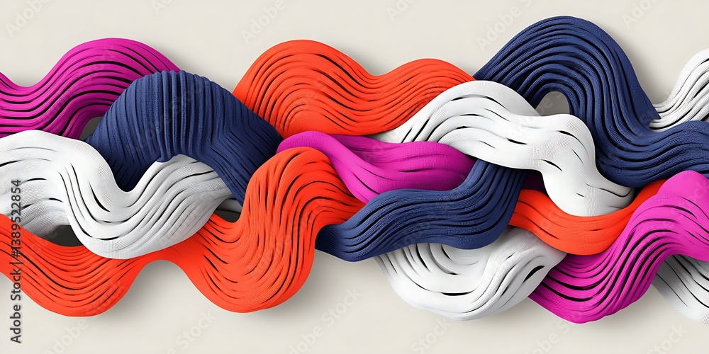 Poster entangled vibrant wave patterns, undulating modern texture background design