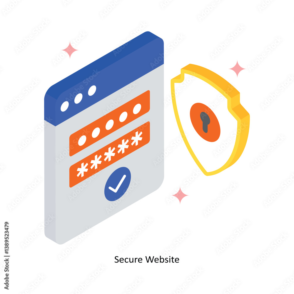 Aufkleber secure website concept isometric style illustrations. eps 10 file