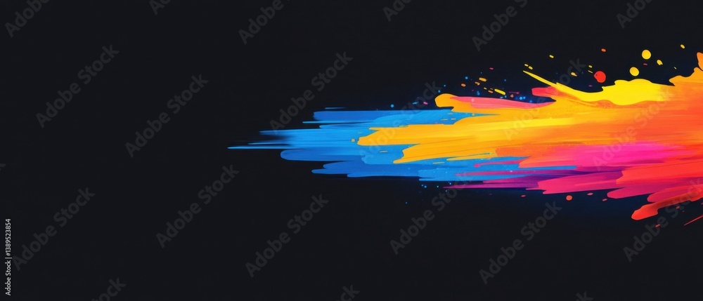Aufkleber abstract colorful paint strokes on dark background, vibrant artistic expression with dynamic splash 