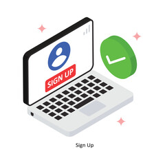 Sign Up Concept isometric Style Illustrations. Eps 10 File 