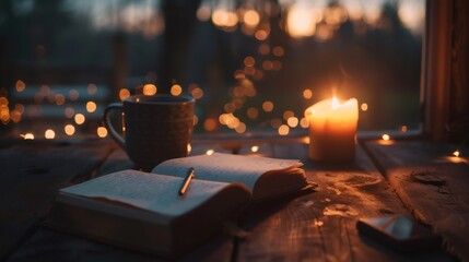 cozy candles and the book