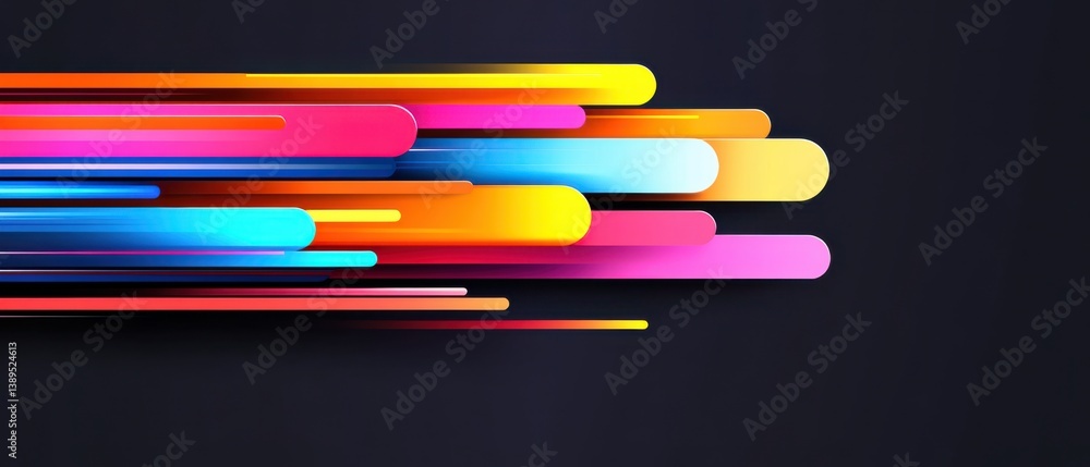 Aufkleber abstract colorful rounded lines on dark background, vibrant gradient shapes creating dynamic motion 