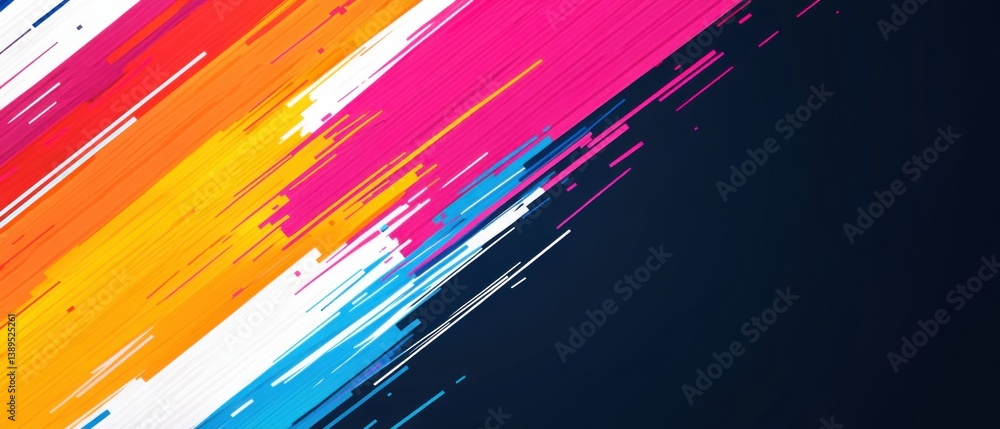Poster dynamic abstract background with colorful diagonal lines and dark blue space concept of modern desig