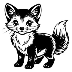 Obraz premium fox kit black color on white vector.