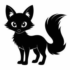 Obraz premium fox kit silhouette black color isolated white back 