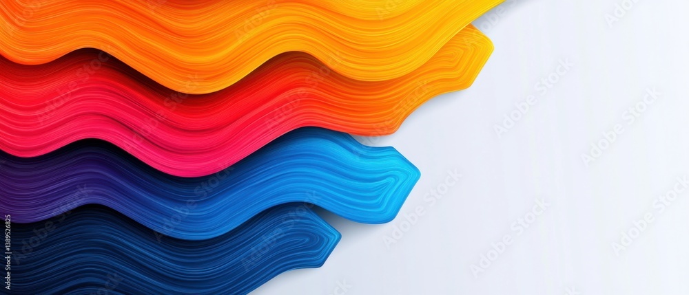 Aufkleber vibrant abstract background with colorful flowing waves on white, showcasing dynamic movement and mo