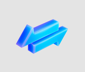 3D Blue exchange arrows symbolizing trade, sync, transfer and digital connectivity. 3d illustration