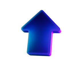A glowing blue arrow pointing upward, symbolizing progress, direction and growth. 3D Illustration