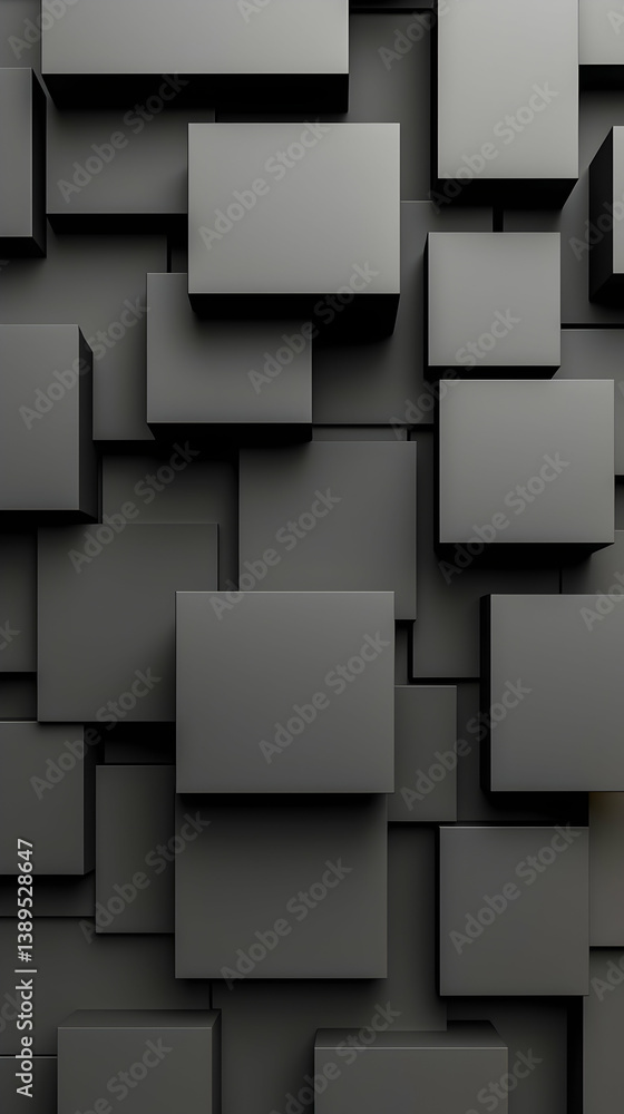Poster abstract dark gray and black geometric cube pattern background