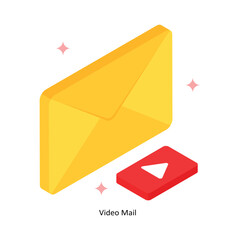 Video Mail Concept isometric Style Illustrations. Eps 10 File 