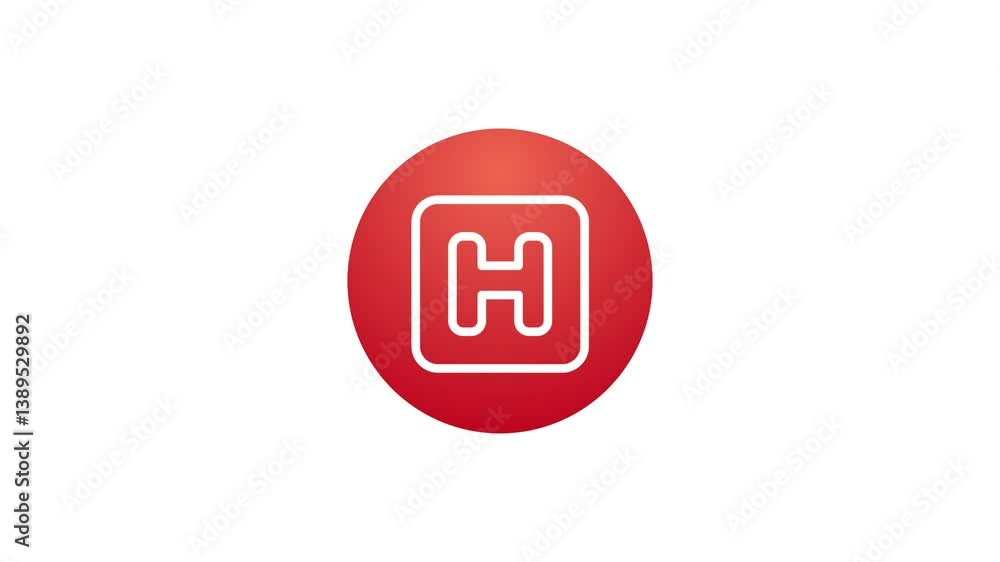Aufkleber animated button with icon. healthcare collection. hospital sign symbol. white contour in red gradien