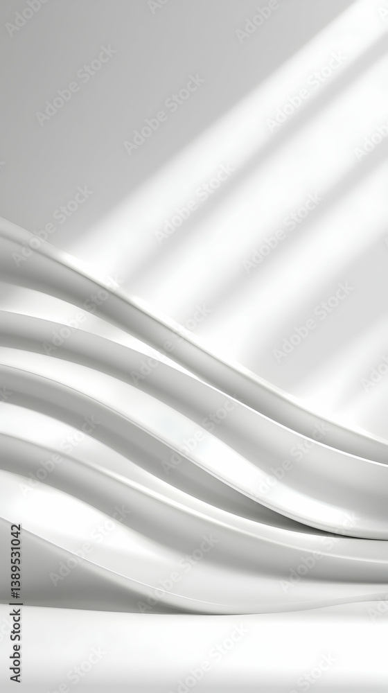 Poster abstract white fabric drape with soft shadows and clean lines