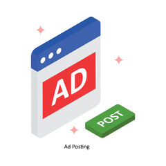 Ad Posting Concept isometric Style Illustrations. Eps 10 File 
