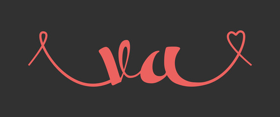 VA initial wedding monogram calligraphy vector illustration. Hand drawn lettering v and a love logo design for valentines day poster, greeting card