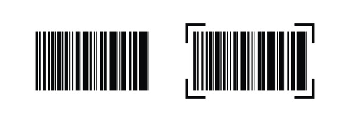 Black barcode, barcode for products tag, bar code icon isolated on white background.