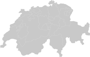 Switzerland administrative vector map with level 1 region boundaries – PPT-compatible & fully editable by region