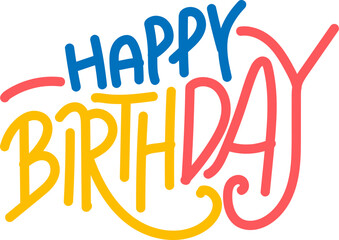 Handwritten Happy Birthday Typography in Vibrant Colors