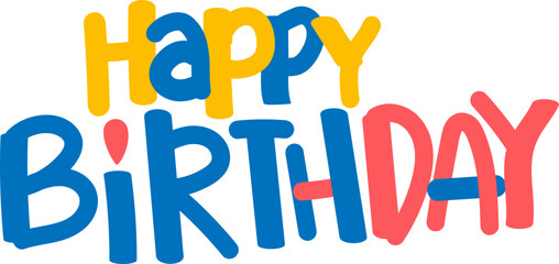 Handwritten Happy Birthday Typography in Vibrant Colors