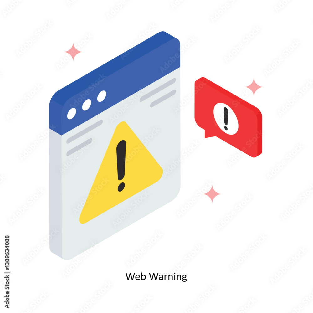 Poster web warning concept isometric style illustrations. eps 10 file