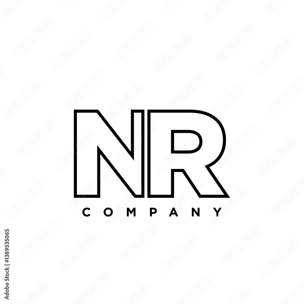 Fototapete letter n and r, nr logo design template. minimal monogram initial based logotype.