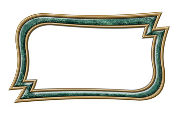 vintage malachite frame framed in brass, Isolated on a white bac