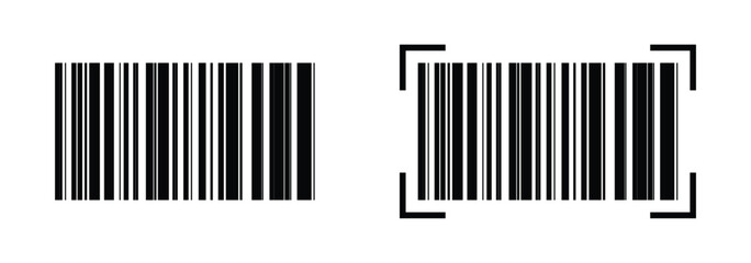 Black barcode, barcode for products tag, bar code icon isolated on white background.
