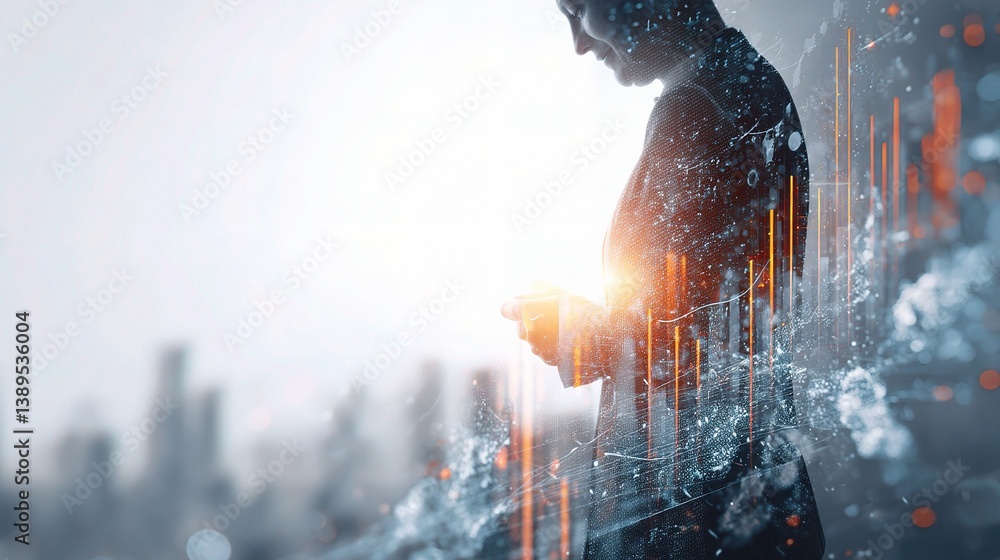 Aufkleber business interface with data visualization and modern technology