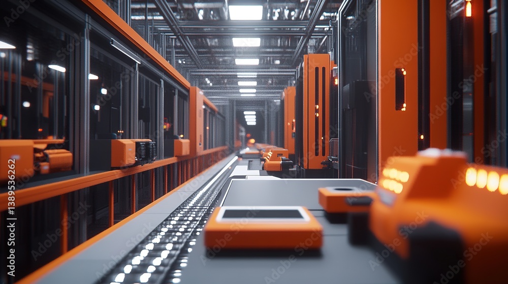 Poster a next-gen assembly line powered by ai-driven robotics.