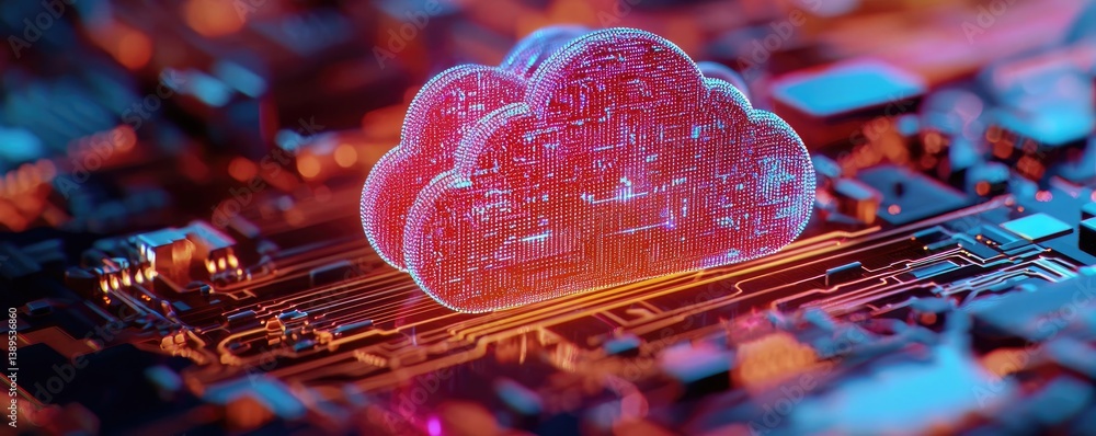 Poster cloud server intelligent driving globalization with systems concept. abstract representation of clou