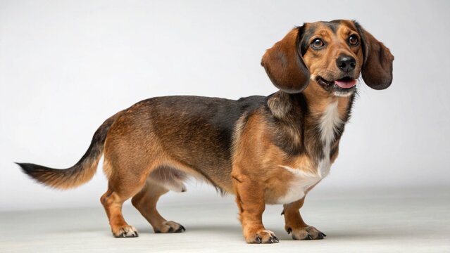 Alpine Dachsbracke on studio background
