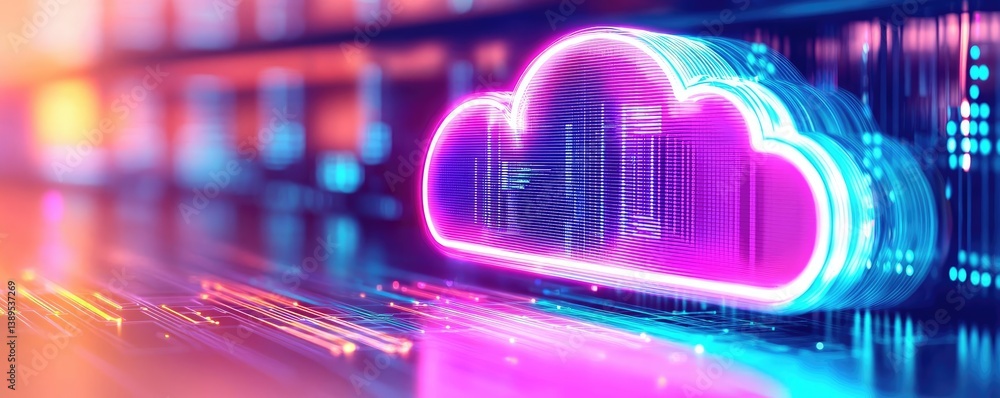 Poster clouds server intelligent systems managing innovation on earth concept. colorful cloud symbol repres