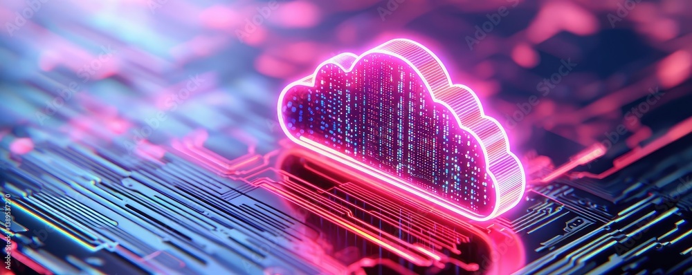 Aufkleber clouds server intelligent systems managing innovation on earth concept. futuristic cloud symbol glow