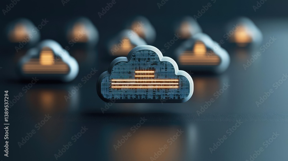 Poster cloud server intelligent driving globalization with systems concept. stylized cloud symbol represent