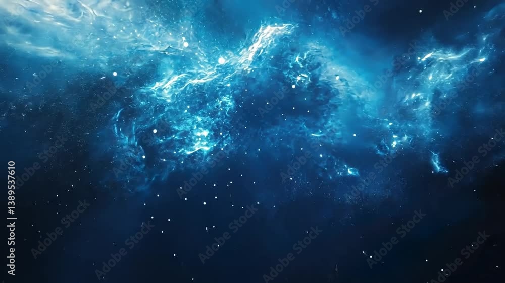 Poster captivating deep space scene with vibrant cosmic clouds and twinkling stars in a dark galactic backg