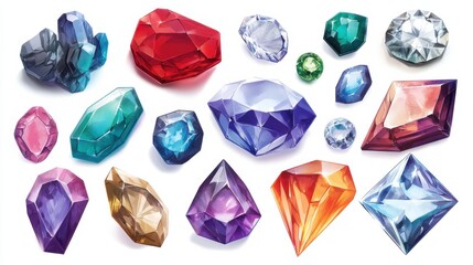 Fototapeta premium A vibrant stock image featuring an assortment of colorful gemstones. The image conveys a sense of luxury, beauty, and the allure of precious stones,