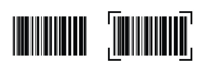 Barcode vector icon, bar code scan label for product price tag, apps and website UI designs