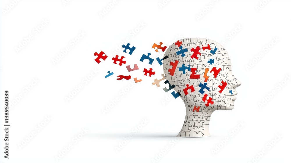 Poster creative brain puzzle representing innovative thinking and problem solving abilities conceptual imag
