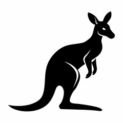 kangaroo joey silhouette isolated white background