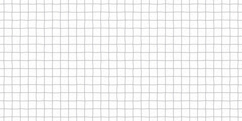 Bw notebook paper seamless bg with irregular squares and grain texture. Retro grey and white background with rough freehand grid. Vector school illustration