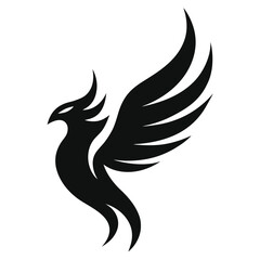 Fototapeta premium Stylized Phoenix Bird Illustration Majestic Wings, Elegant Design