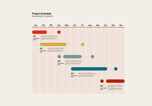 Project Schedule Infographic Template with Editable Bars