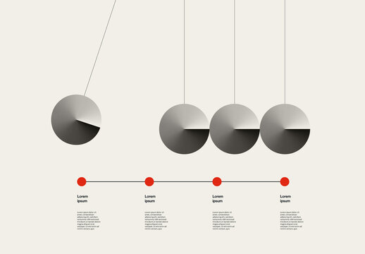Project Steps Infographic Template with Newton Cradle