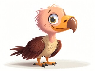 Naklejka premium Adorable Cartoon Vulture Chick Cute Baby Bird Illustration Wildlife Animal Character Design