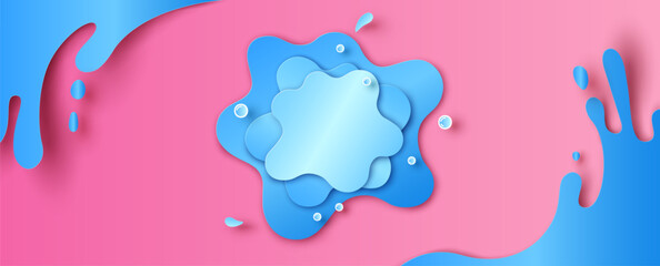 Songkran water splash background. paper cut and craft style. vector, illustration.