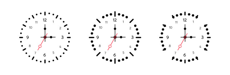 Minimalist Analog Clock Designs with Markers Vector Set