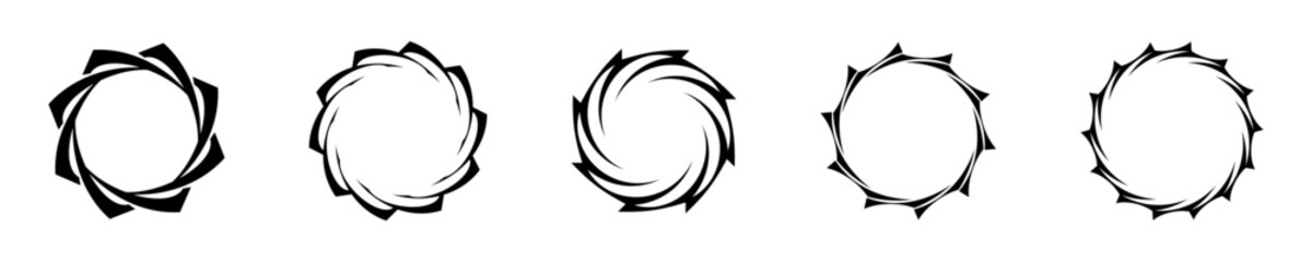 Obraz premium Abstract Circular Frame Designs with Swirling Patterns Vector Set