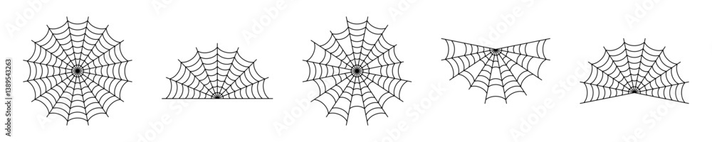 Poster symmetrical spider web vector designs set
